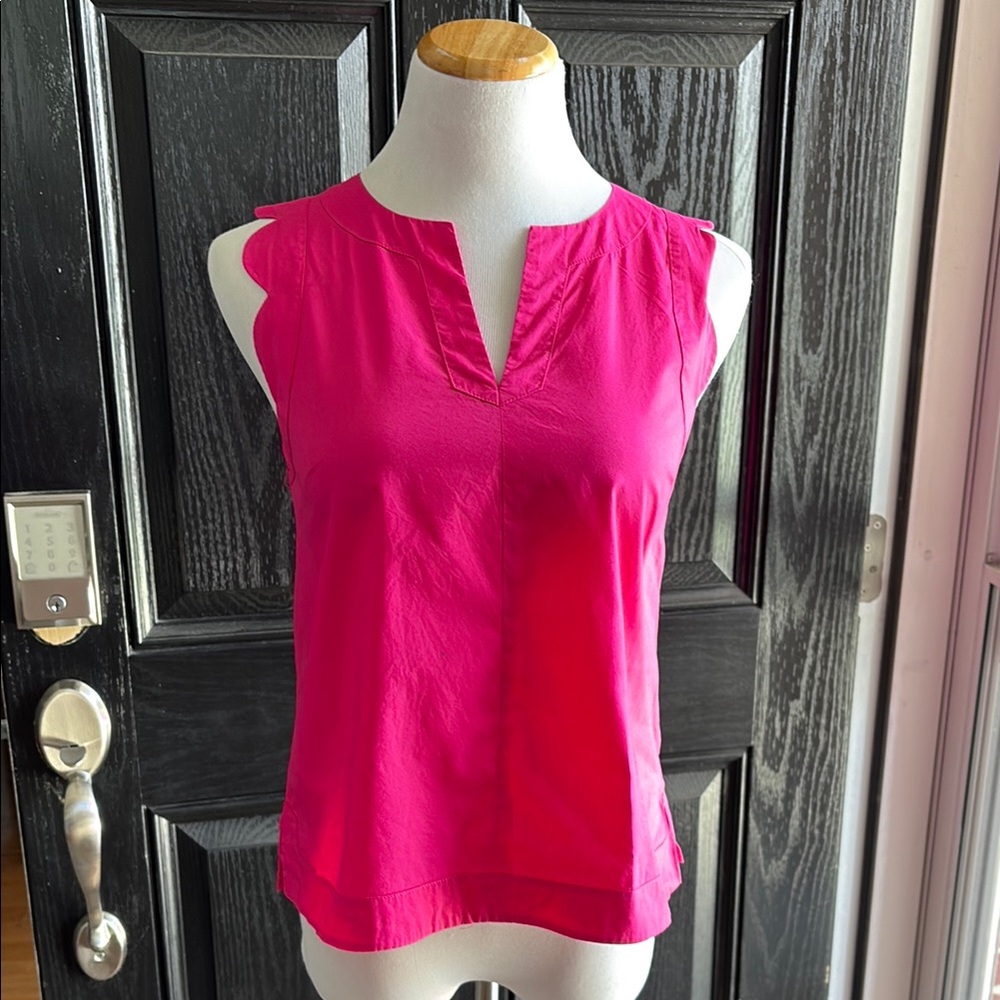Anthropologie Maeve Split Neck Poplin sleeveless top